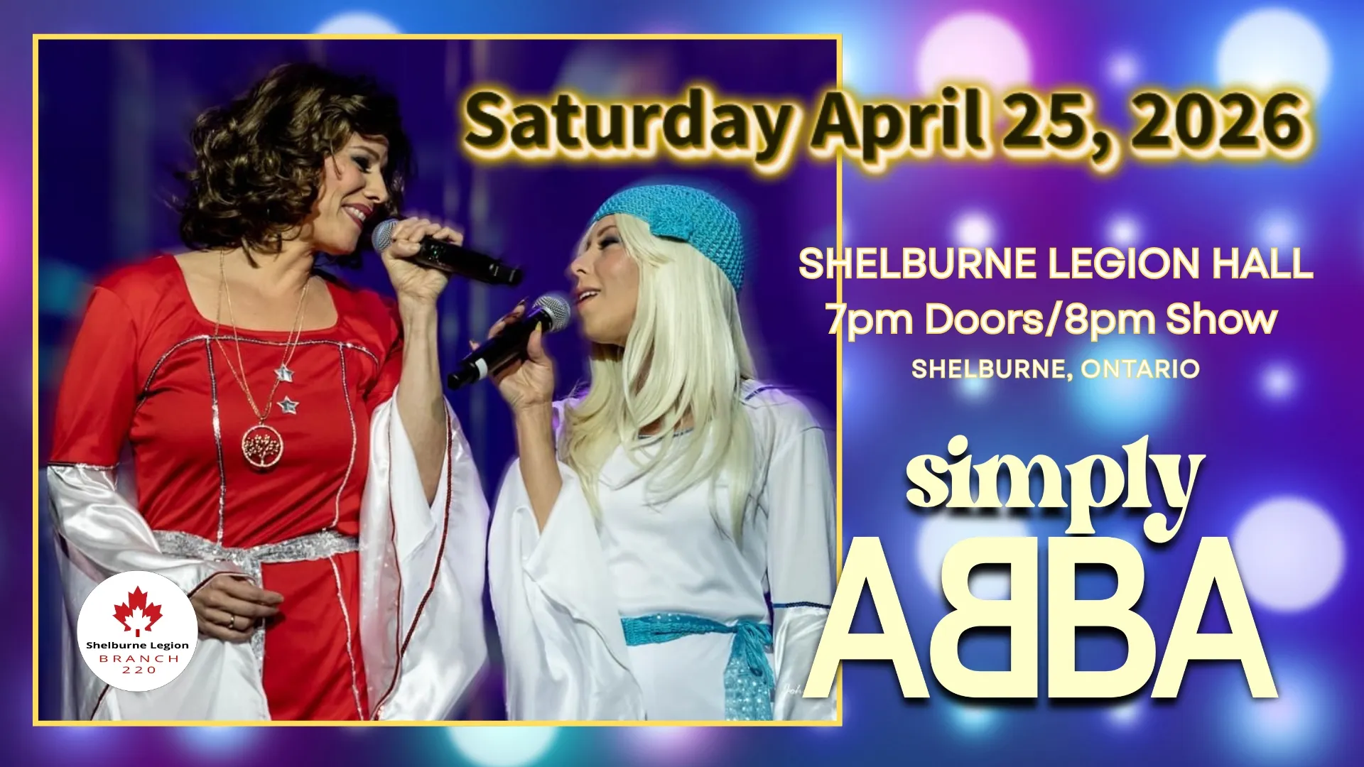 Simply ABBA live music concert in Shelburne Ontario